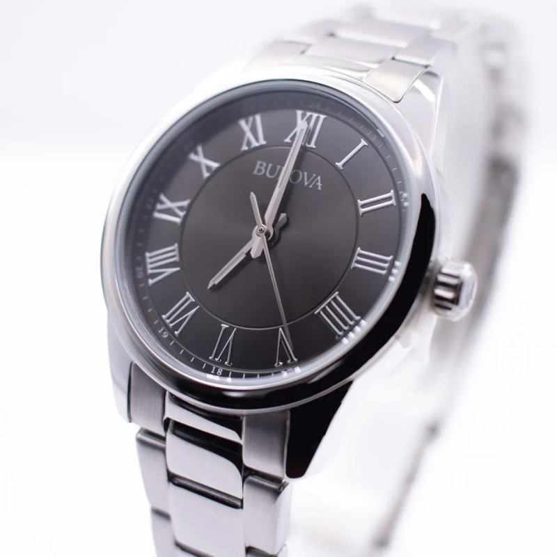 Reloj Bulova Classic 96l272 Correa Plateado Bisel Plateado Fondo Gris