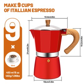 DITOSH 9 Cup Aluminum Espresso Stovetop Moka Pot Express Coffee Maker Percolator Italian Classic Mocha Coffee Machine for Italian and Cuban Cafe Brewing for Home & Camping 450ml 15oz