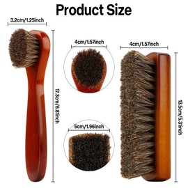 Shoe Brush Shoe Cleaning Brush 2 Pieces Horsehair Shoe Brush Boot Brush Horse Hair Brush for Leather Shoe Brushes for Cleaning Leather Shoes Boot Cleaning Brush Care Clean Dauber Applicators