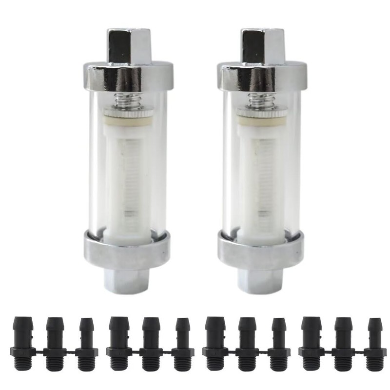 Reusable 1/4" 5/16" 3/8" Chrome Glass Inline Fuel Filter Replacement