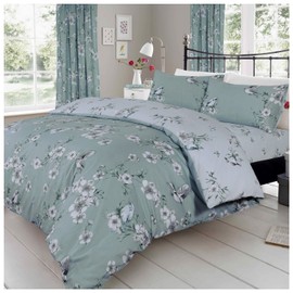 GAVENO CAVAILIA Luxury Birdie Blossom Duvet Cover, Reversible Quilt Bedding Set, Premium Quality, Duck-Egg, Single size, Polycotton, 11582663