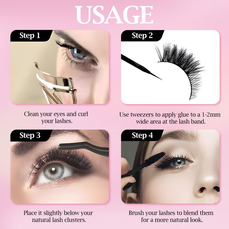 WALWAL Fox Fake Eyelash, Natural Curl Fake 3D Volume Mink