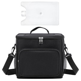 DAVBNM Soft Cooler Bag, 10L Large Cool Bag, with Ice Box, Thermal Food Delivery Bag, Insulated Picnic Lunch Bag, Reusable Insulation Shopping Bags, for Lunch Picnic Camping BBQ Beach Outdoor, Black