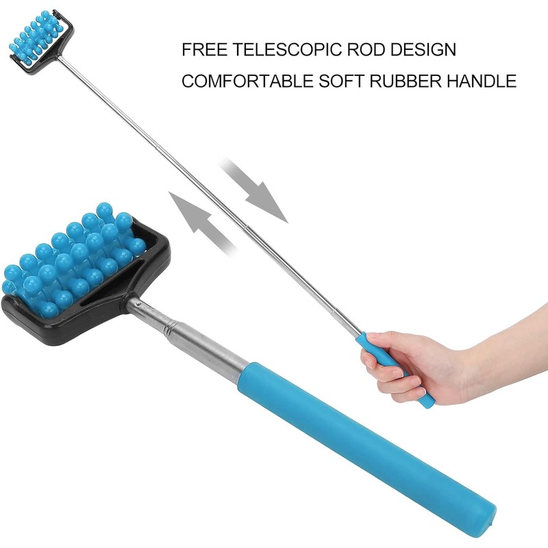 Telescopic Portable Muscle Roller Blue- Non-Slip Grip Massager with Adjustable