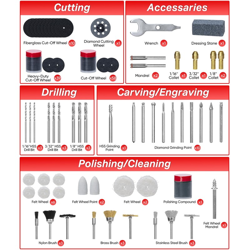 SHALL 508-Piece Rotary Tool Accessories Kit, Universal Rotary Tool Bits