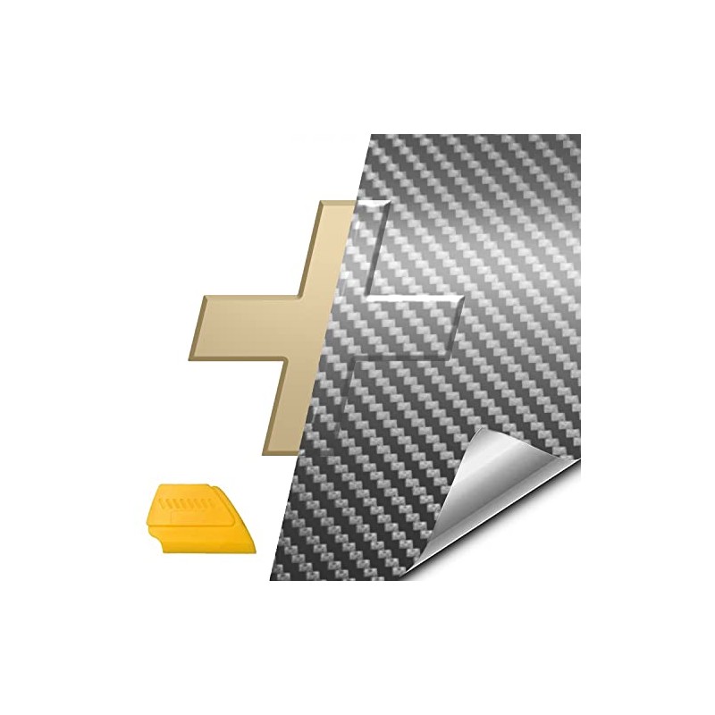 VViViD Auto Emblem Vinyl Wrap, Silver Carbon Fiber, Compatible with