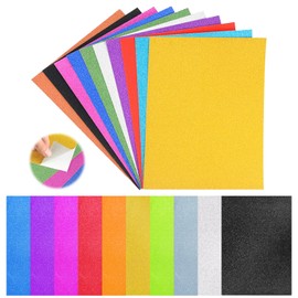 30 Sheets Glitter Cardstock, 10 Colors Self-Adhesive Glitter Paper, Premium Cardstock for Cricut, Glitter Sticker Paper for Crafts, DIY Projects, Sparkly Paper for Card Making