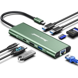 Hiearcool USB C Hub, 8 in 1 USB C Hub Multi-Port Adapter with Gigabit Ethernet, USB C to 4K@60Hz HDMI Dock Dongle for MacBook Pro Air M1 M2 and Type C Laptops-Green