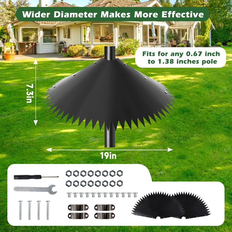 2 Pack 19 Inch Squirrel Baffle for Bird Feeder Pole,Waterproof