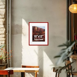 shihuakou1.1 10x12 Red Metal Picture Frames with Mat - Display 8x10 Photo or 6x8 Photo - Acrylic Sheet Covering Wall Versatile Colorful Metal Frames - 10x12 Poster