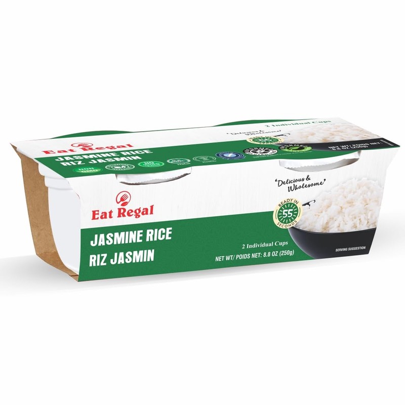 Eat Regal Jasmine Rice Cups, Gluten-Free, Microwavable, Ready in 60