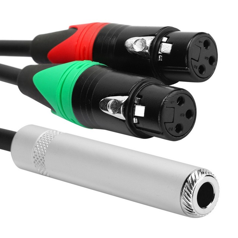 0.3M 24AWG Pure Copper Double Shield 6.35 Female to Dual