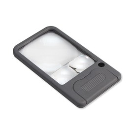 Carson LED Lighted Multi-Power 2.5x, 4.5x, and 6x Pocket Magnifier, Grey