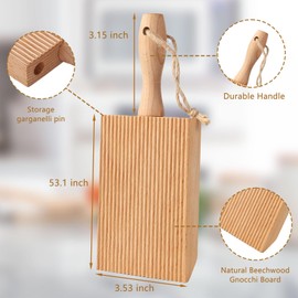 2 Pack Garganelli Stripper and Gnocchi Pasta Board Natural No Odour Beechwood Board for Homemade Pasta with The Roller