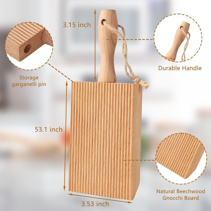 2 Pack Garganelli Stripper and Gnocchi Pasta Board Natural No