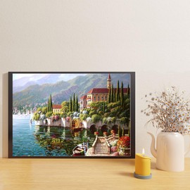 Ediximi Paint by Numbers Kit for Adults DIY Paint by Number- 12" x 16" Canvas with Wooden Frame Drawing Arts and Crafts for Adults and Beginners,View of The River