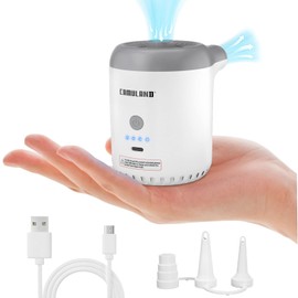 CAMULAND Mini Bomba de Aire Eléctrica, Inflador Eléctrico Recargable para flotadores de Piscina, colchón de Aire, Anillo de natación, Color Blanco y Gris