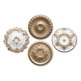 MARBET DESIGN Stucco Rosette Made of EPS Polystyrene - Ceiling Rose Gold, Decorative Element, Stucco (R-07 Super Gold, Diameter 40 cm) Wall Decoration Bedroom Lamp Rosette, Round