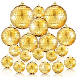 50 Pcs Disco Balls Reflective Disco Ball Decorations Hanging Disco Ball Ornament Different Sizes Mirror Ball for Home Decor, Party, Club (Gold)