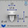 VVO Fasteners- White Plastic Interior Carpet & Upholstery Fastener Clips