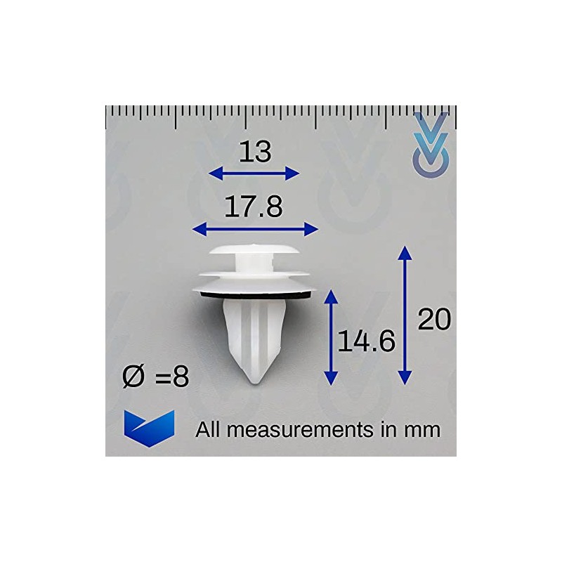 VVO Fasteners- White Plastic Interior Carpet & Upholstery Fastener Clips
