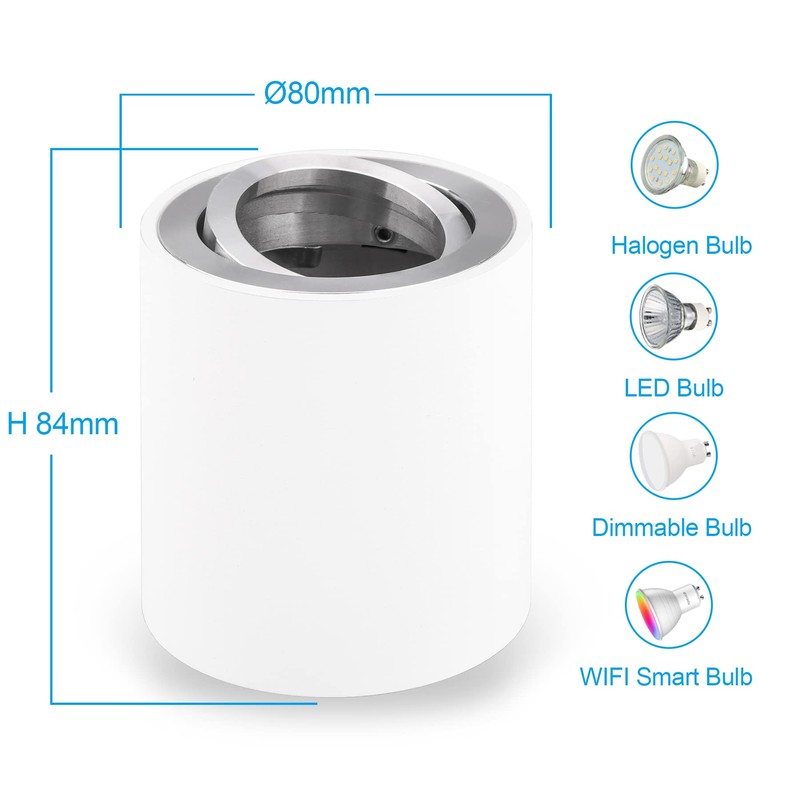 KYOTECH LED Surface-Mounted Spotlight Swivelling Diameter 80 x 84 mm