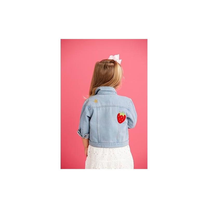 Mud Pie Girl Denim Ruffle Patch Jacket