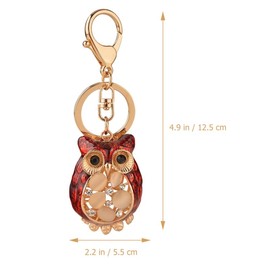 [LIFKOME] 1pcs Owl Pendant Opal Key Chain Owl Keychain Rhinestone Decoration Purse Key Holder Owl Decoration Keychain Car Key Holder Car Decoration Zinc Alloy, Dark Red