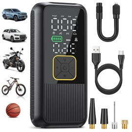 Tire Inflator Portable Air Compressor - 150PSI Air Pump for Car Tires, Bikes, Motorcycles & More - Portable Tire Inflator for Car with Digital Pressure Gauge, Auto Shut Off, Fast & Pocket Design