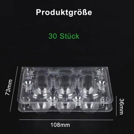 Pack of 30 Quail Egg Boxes, Quail Egg Boxes, 6 Grids, Quail Egg Boxes, Quail Egg Boxes, PVC Egg Holder with Lid, Egg Storage Box for Fridge