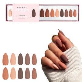 KIARA SKY Kiara Sky XPRESS PRO 100% Acrylic Press On Nails - Instant Salon Quality Manicure, Long-Lasting, Easy Application, 30 Pieces Kit, Almond Medium-Cocoa Rush