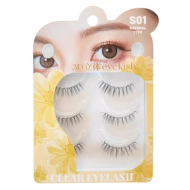 CLEAREYELASH Natural 3D 3D Matsueku False Eyelashes 3 Pairs (S01 Black)
