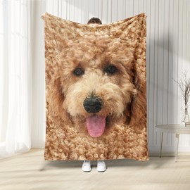 3D Cute Goldendoodle Doodle Funny Dog Mom Gift Premium Quality Sherpa Fleece Throw Blanket 3D Printed Warm Fluffy Cozy Soft Tv Bed Couch Comfy Microfiber Velvet Plush