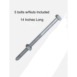 universal 5 PACK Galvanized 5/8” x 14” Square Head Bolt w/ Nut - 14 Inches