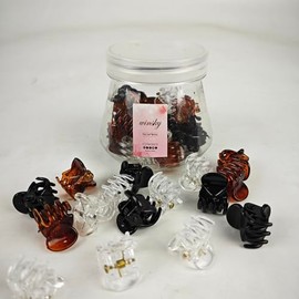 Winsky Mini Hair Claw Clips for Women Girls KidsHair, Little Plastic Jaw Clamps Clips with Transparent Box (Black/Brown/Clear), Small Tiny Hair Claw Clips