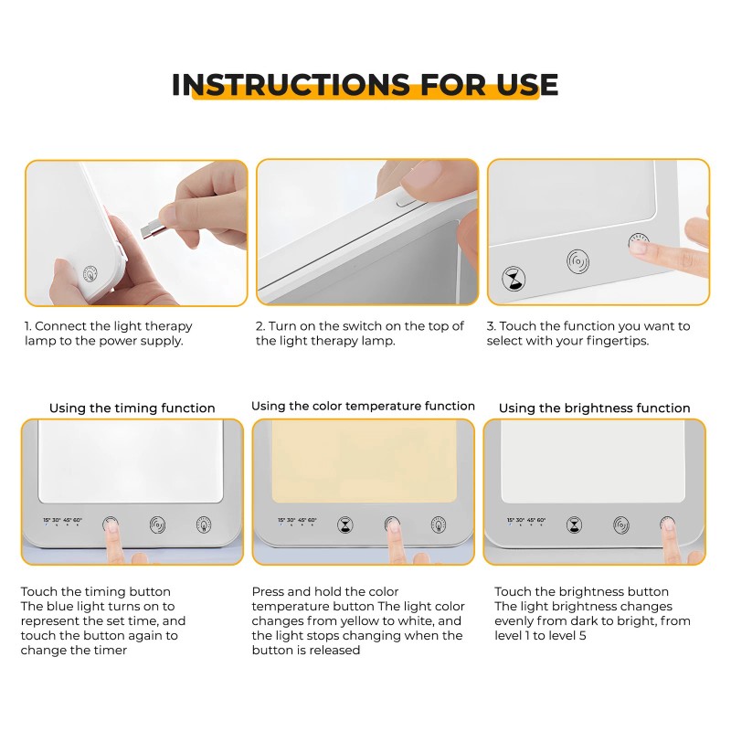 YEVYO 10,000 Lux Light Therapy Lamp with 3 Timing &