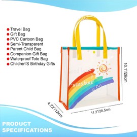 Yienning Iridescent Tote Bag PVC Handbag Waterproof Beach Bag Reusable Clear Bags for Shopping Vacation Travel Pool (Large Size)