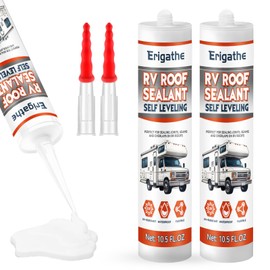 Erigathe Self-Leveling RV Roof Sealant, Lap Caulking for Camper & Trailer, Heavy-Duty Flex, Waterproof, 15 Min Set Time for Repairs (2-10.5 fl oz White)