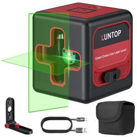 XUNTOP 100Ft Laser Level Self Leveling (±3°) with ±1.5mm/5m Accuracy Green Cross Laser Level with Magnetic Bracket and Pouch for Picture Hanging Wall Floor Tile Construction