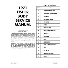 1971 Fisher Body Service Manual - For All Body Styles (Except "H" Bodies)