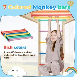 JPOIP 7 Colors 22 Inch Steel Monkey Bars Ladder Rungs Set for Backyards Playground and Children Indoor and Outdoor Climbing Kit (7 Pack)