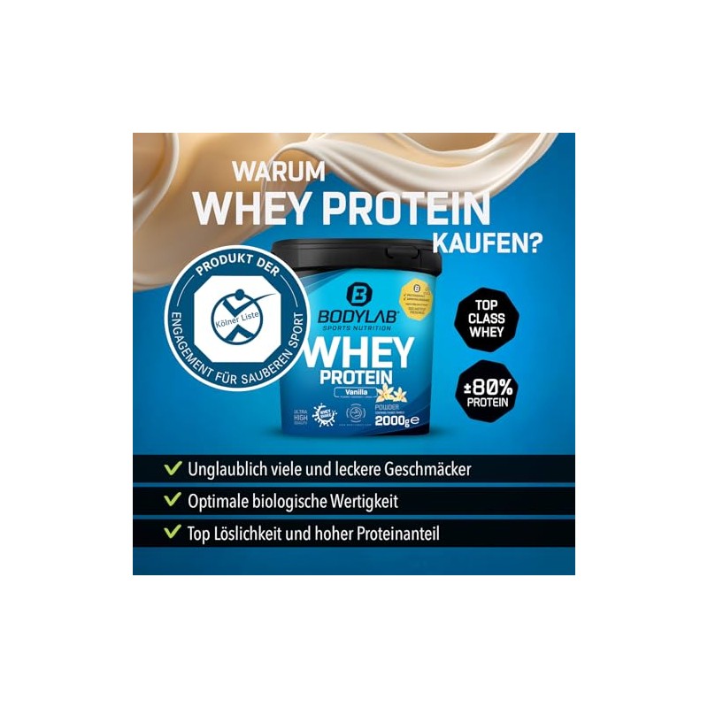 Bodylab24 Whey Protein Pulver, Pfirsich-Joghurt, 2kg