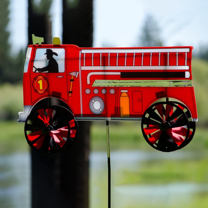 In the Breeze 2509 Fire Truck Ground Spinner-Garden Decoration