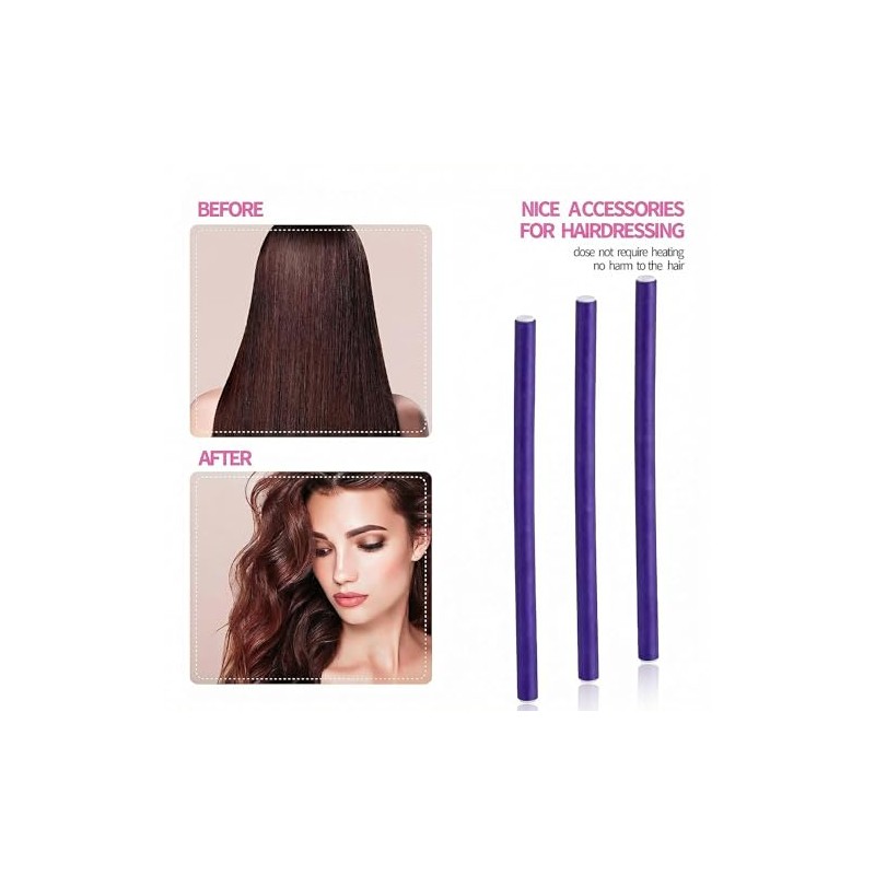 Juego de 30 rulos flexibles morados de 24 cm (9,45")