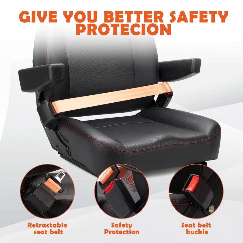 SEATIN Universal Forklift Seat,Tractor Seat,with Micro Switch,Armrest and Safety Belt,for