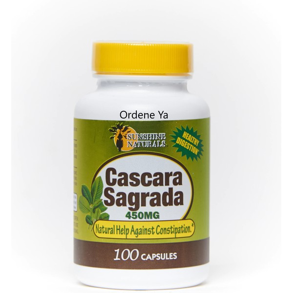Cascara Sagrada All Natural Laxative 100 Caps 450 mg Colon Cleanser Control Cell