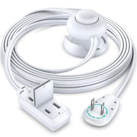 Maximm Extension Cord with On/Off Switch and Cradle, 2-Prong Flat Plug, 16 AWG, UL Certified, White – 8 Feet – Easy Foot-Controlled Power for Indoor Use