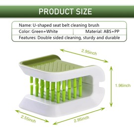 Nomocale 2 PCS Car 2.95" x 2.55" x 1.96" Easy-to-Grip Cleaning Seat Belt Cleaning Brush, U-Shaped Double-Sided Closeable Multi-Functional Tableware Knife Fork Brush, Universal for Cars (Green)