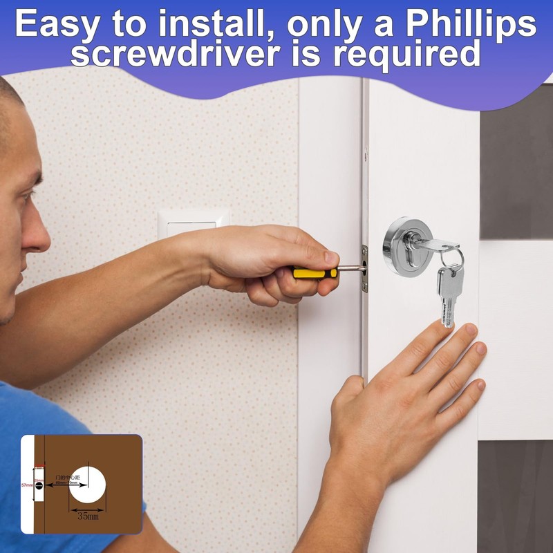 1Pcs Locks Internal, Lock for Bedroom Door, Zinc Alloy Locks
