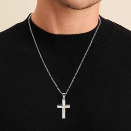 JODEE Crucifix Cross Necklace for Men, Silver Mens Crucifix Necklace, Perfect Jewelry Gift for Men with 24 Inch Cross Chain